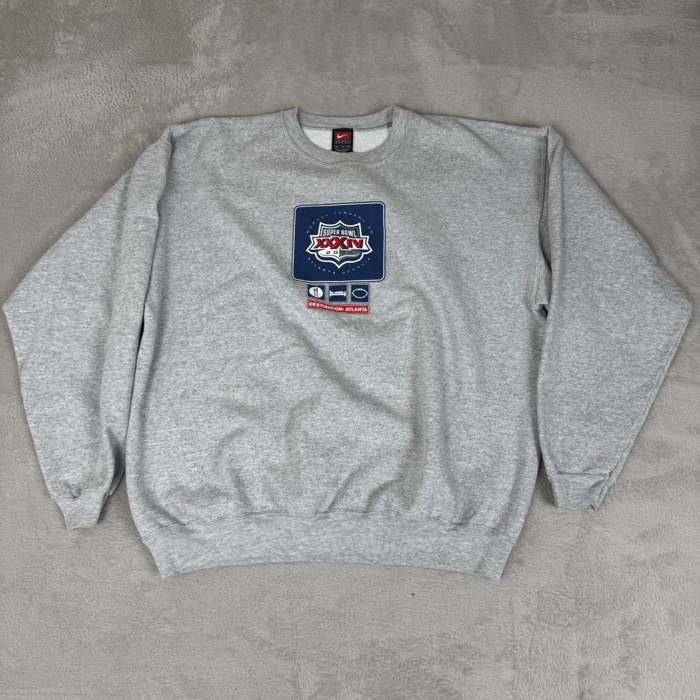 VTG Nike NFL Super Bowl 2000 Atlanta Georgia Sweatshirt Mens XL Gray Preowned